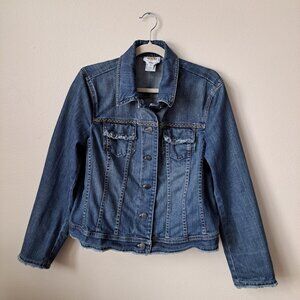 Talbots Womens Vintage Denim Jeans Jacket Size 14 Stretch Cotton Spandex Jacket